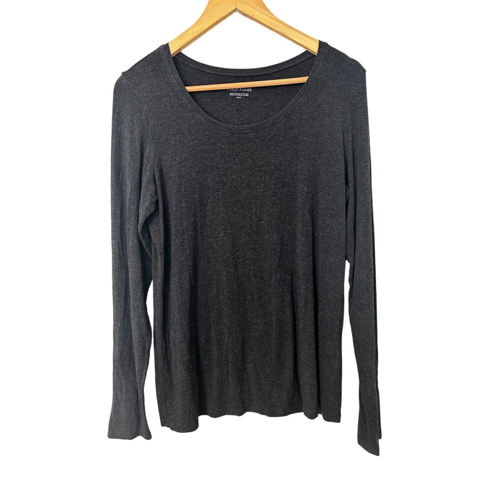 Eileen Fisher Dark Gray Long Sleeve Women’s Round Neck Shirt Medium- So soft!